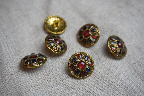 Byzantine Button - Ruby & Gold