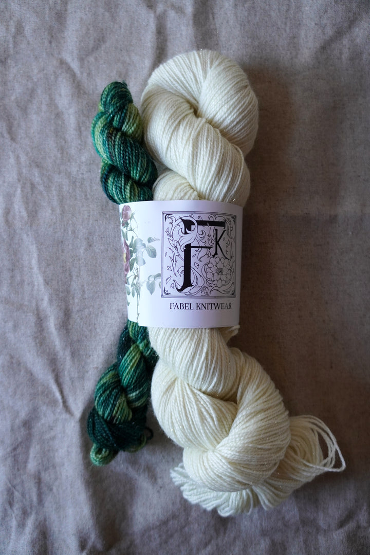 Sock-Kit WHITE & GREEN Athena 120g – fabelknitwear